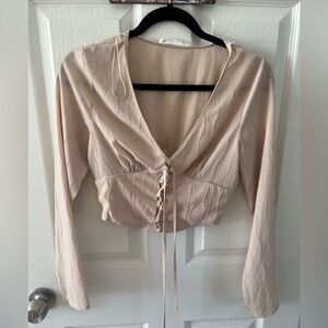 Elodie Blush Pink Blouse with Tie Detail